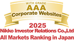 WITH GRADE AAA Corporate Websites 2025 Nikko Investor Relations Co.,Ltd. All Markets Ranking in Japan